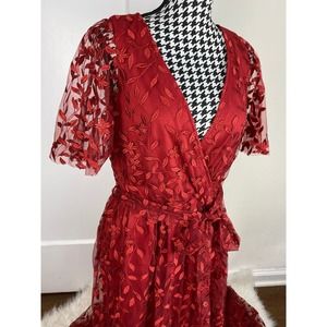 NWT Baltic Born Size M Crimson Red Marseille Embossed Maxi Dress